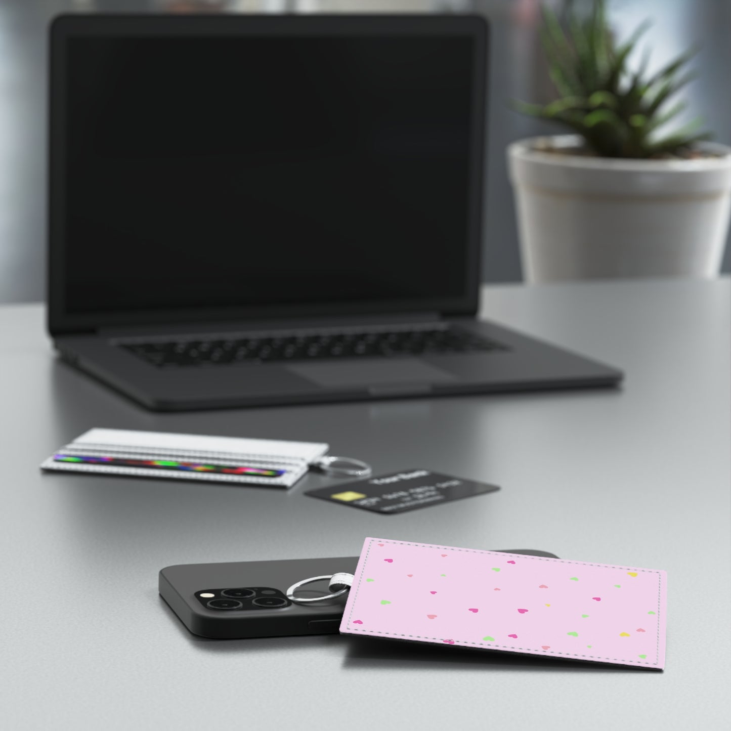 Heart Confetti Faux Leather Card Wallet
