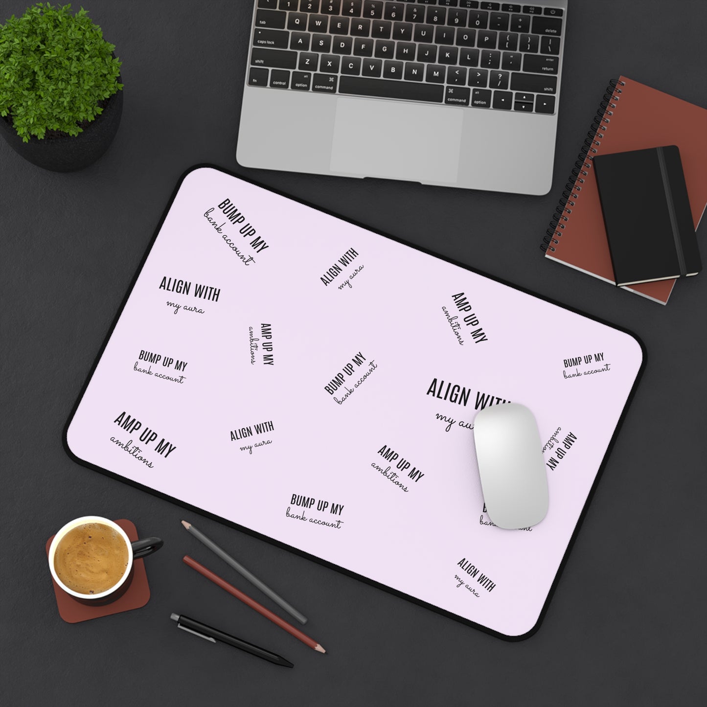 Align With My Aura Desk Mat - 12" x 18" - Pastel Magenta
