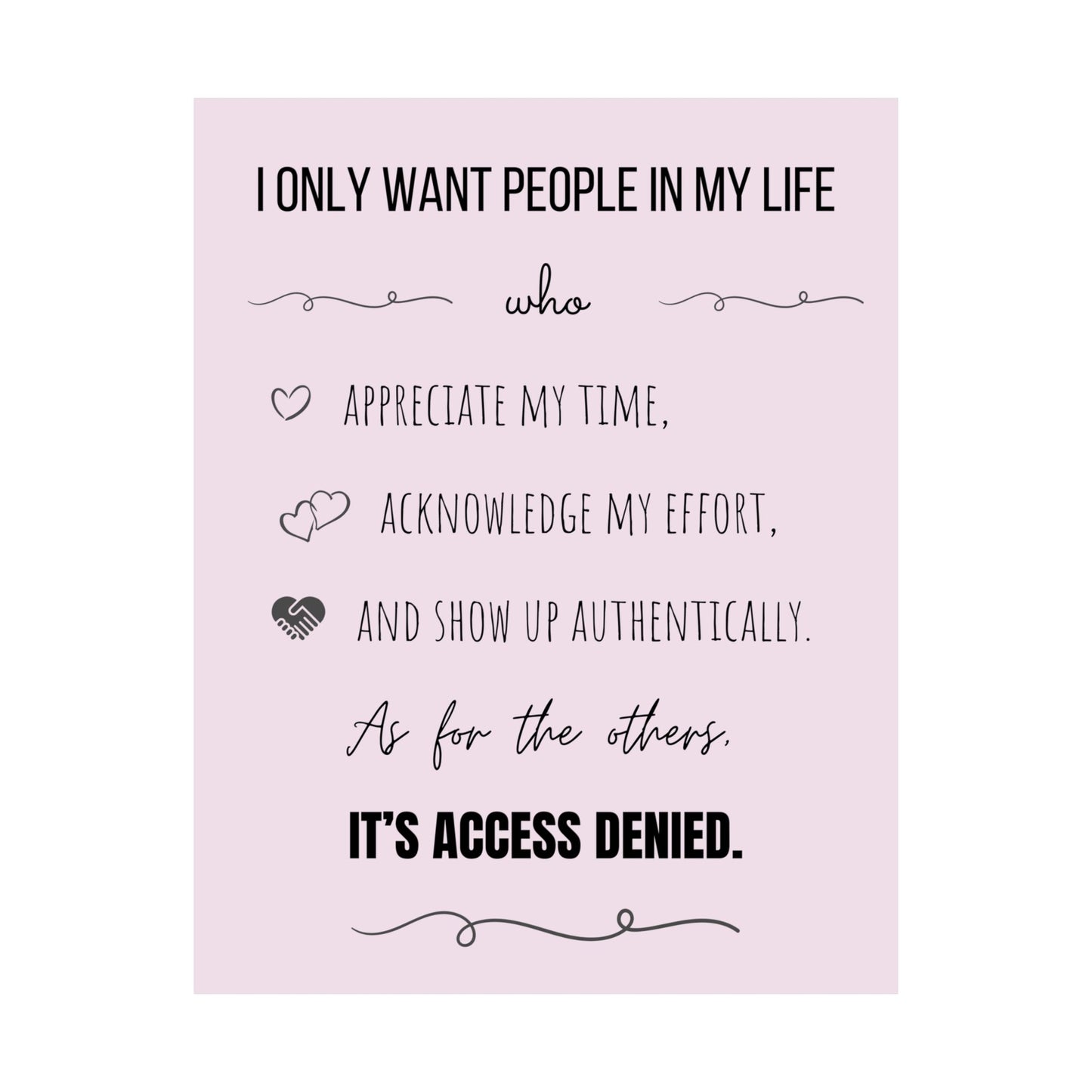 It's Access Denied - 11" x 14" Matte Vertical Poster - Pastel Pink