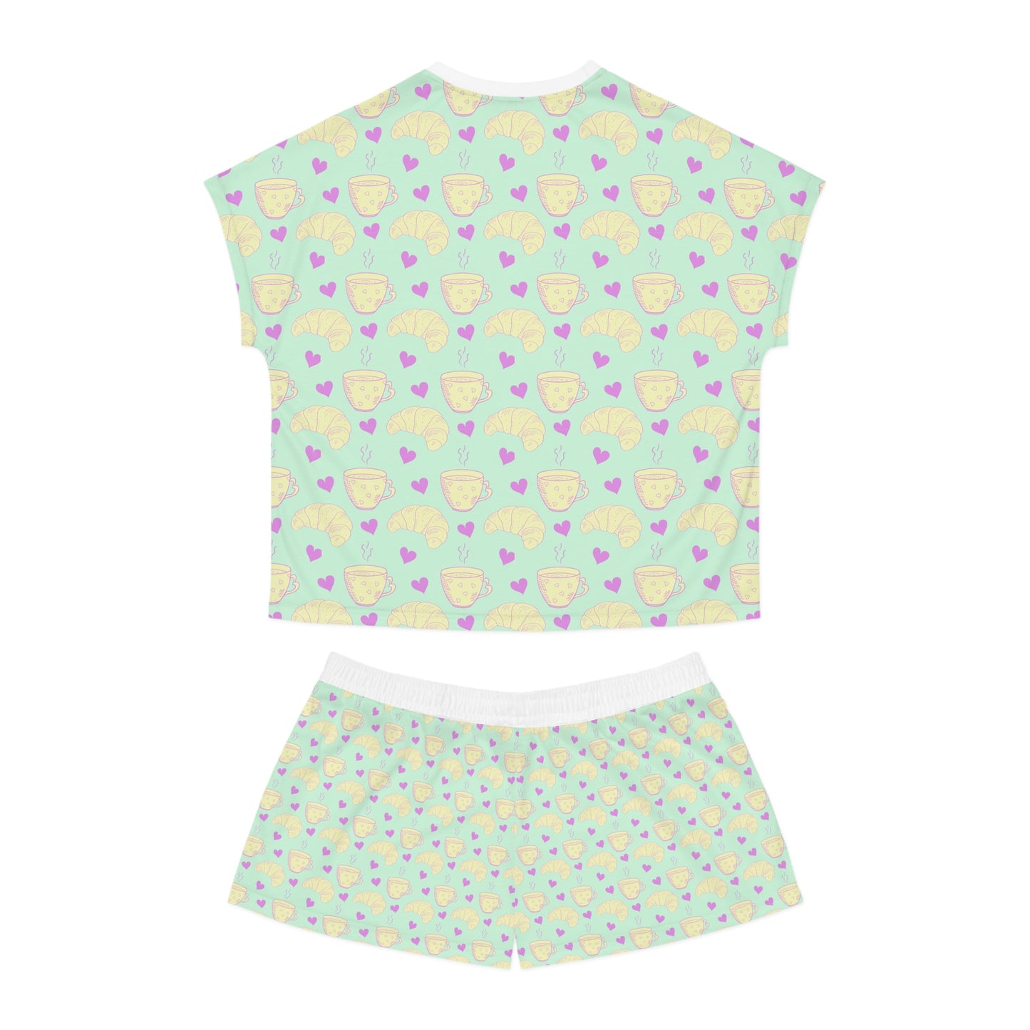 Coffee & Croissants Women's Short Pajama Set - Green
