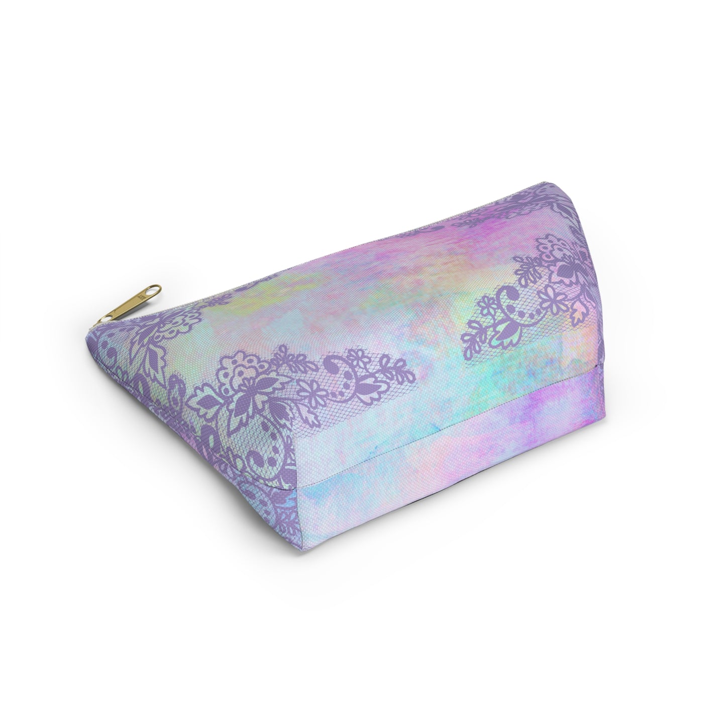 Abstract Watercolor & Lavender Lace Accessory Bag