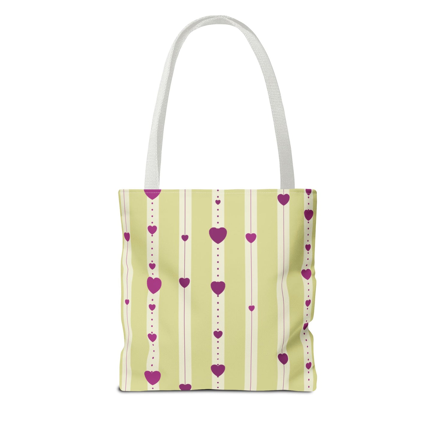Hearts Aligned 13" x 13" Tote Bag - Yellow and Magenta