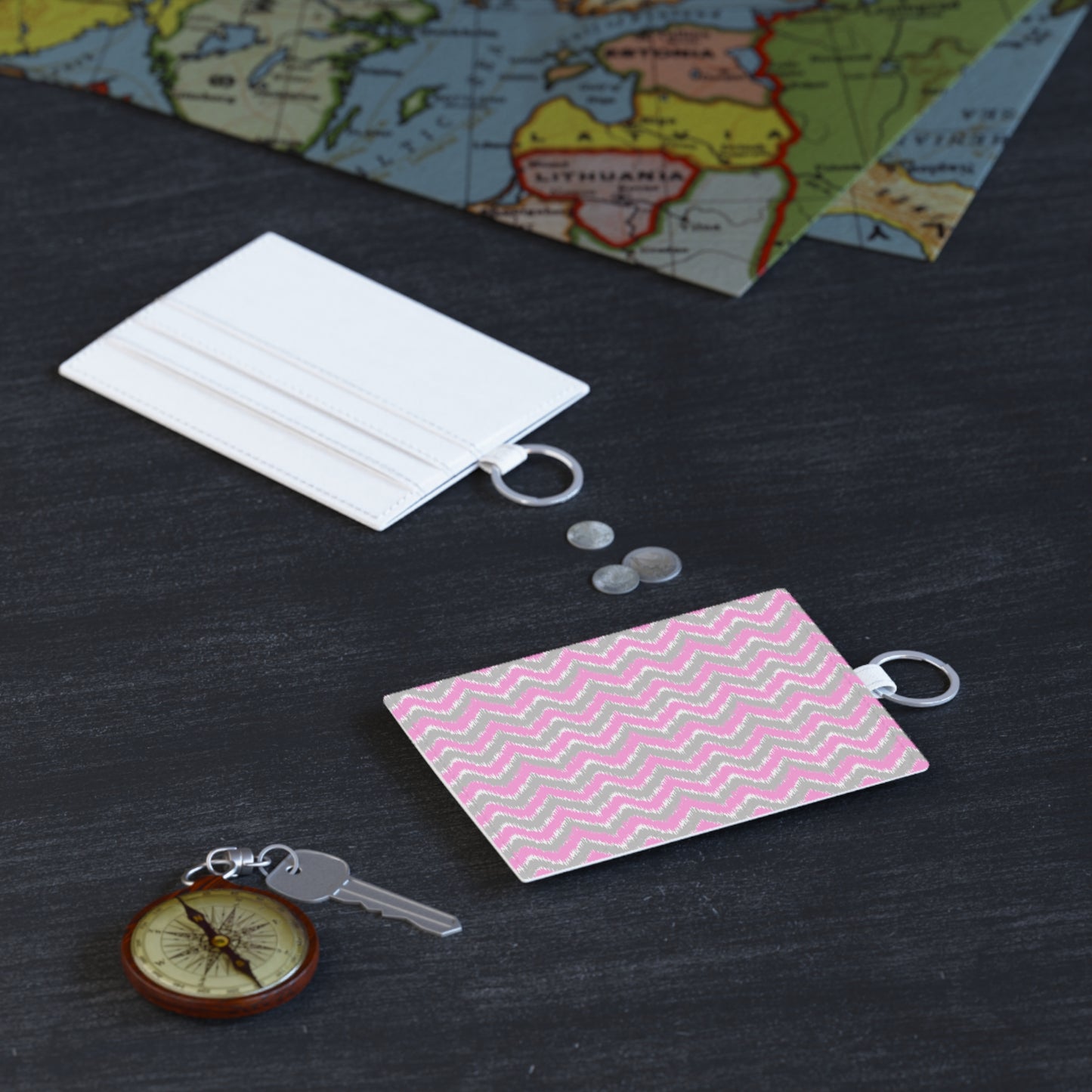 Frayed Zigzag Faux Leather Card Wallet