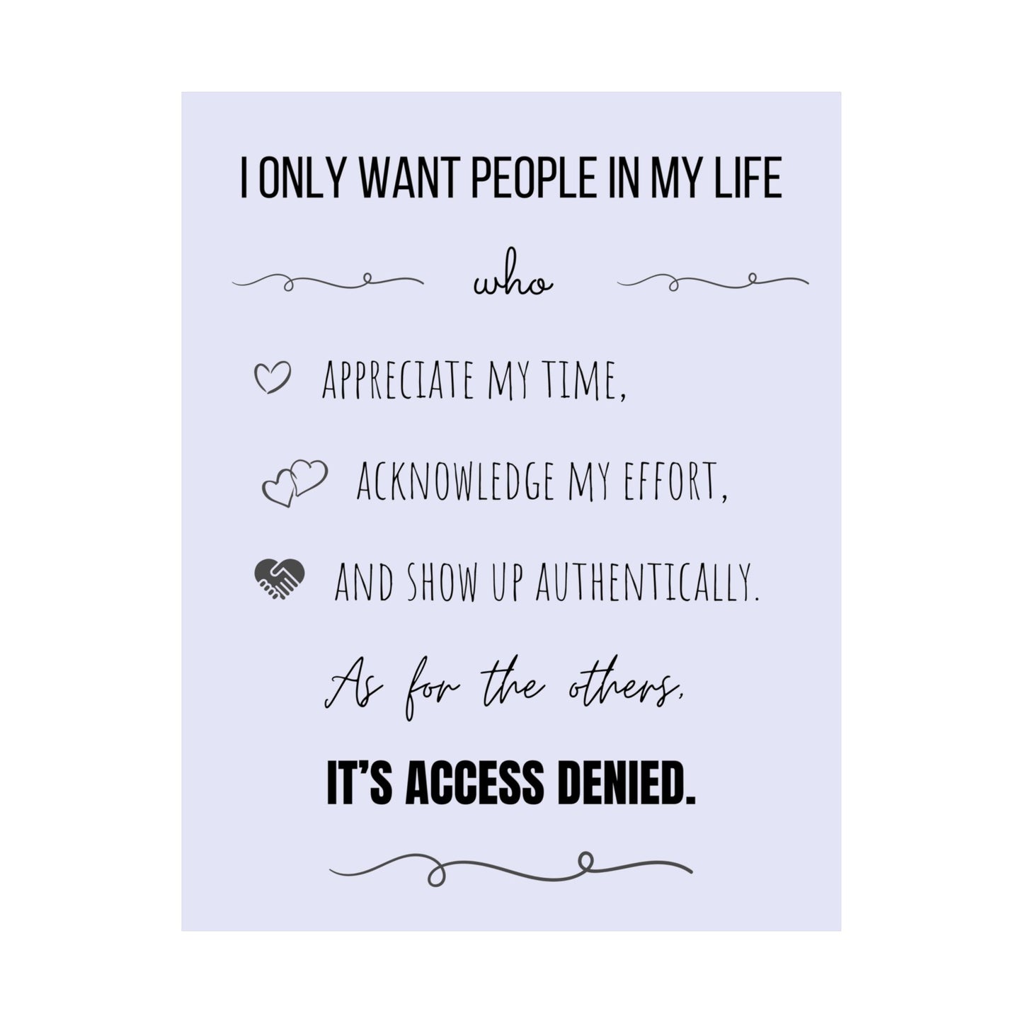 It's Access Denied - 11" x 14" Matte Vertical Poster - Pastel Blue/Lavender