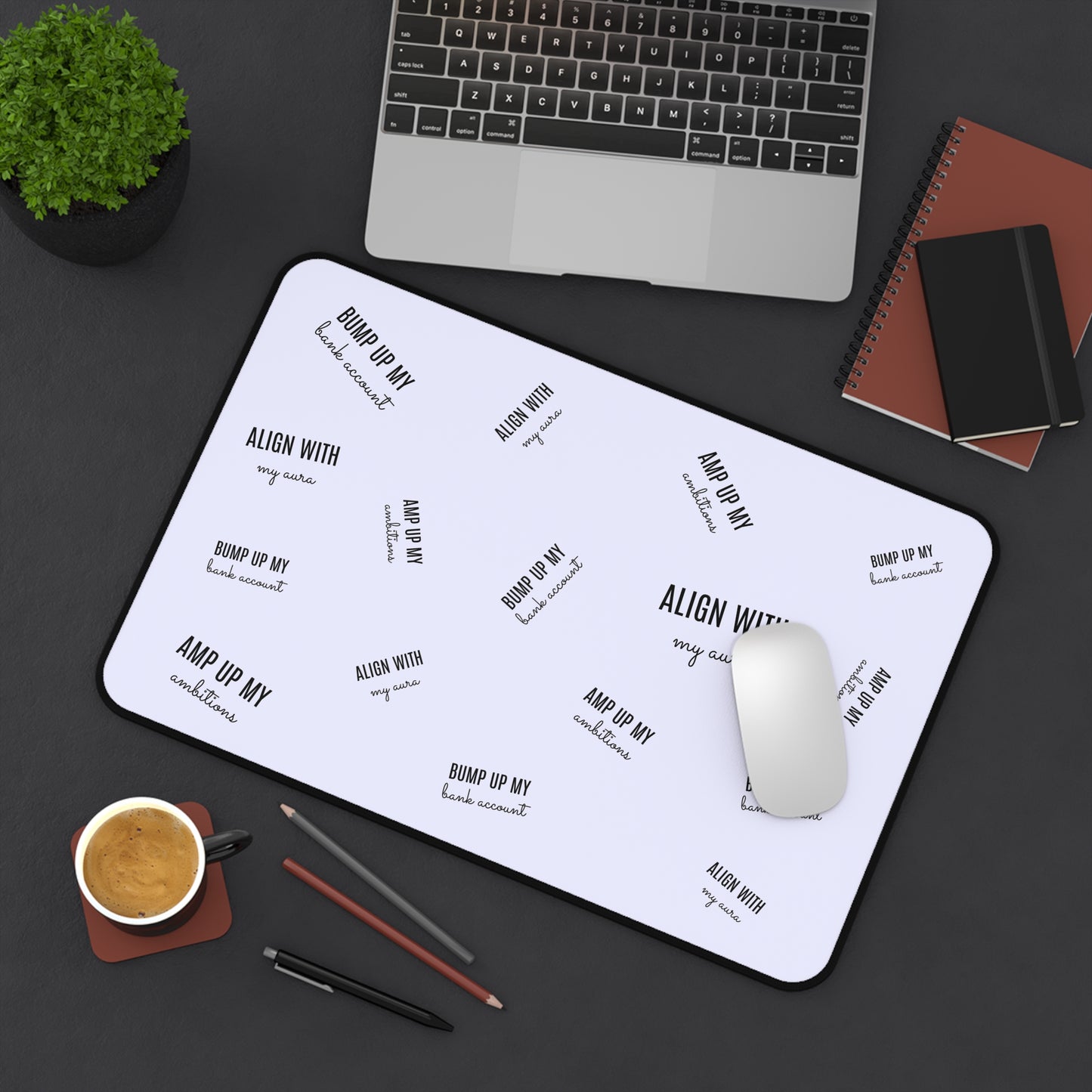 Align With My Aura Desk Mat - 12" x 18" - Pastel Blue-Lavender