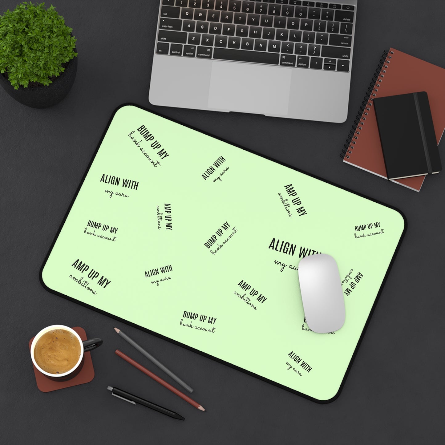 Align With My Aura Desk Mat - 12" x 18" - Pastel Lime Green