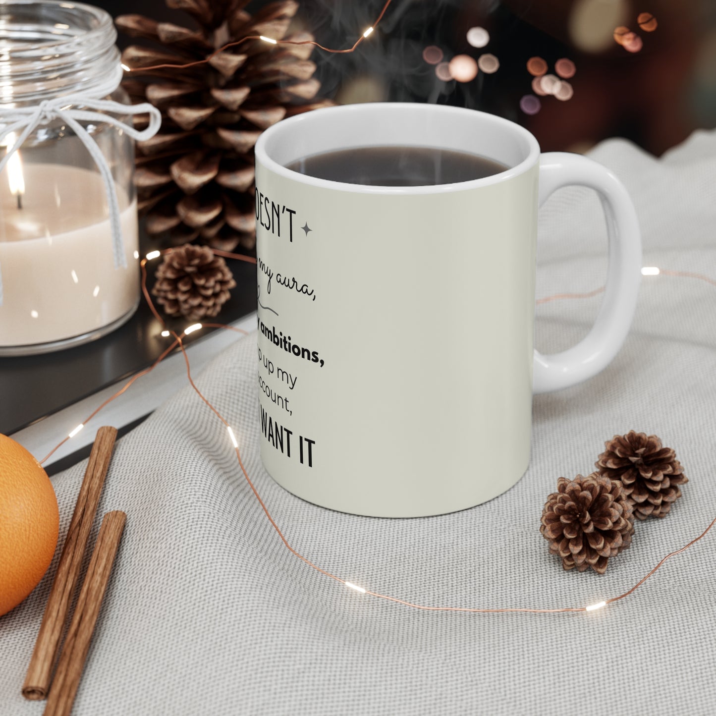 If It Doesn't Align With My Aura - 11oz Ceramic Mug - Pastel Yellow