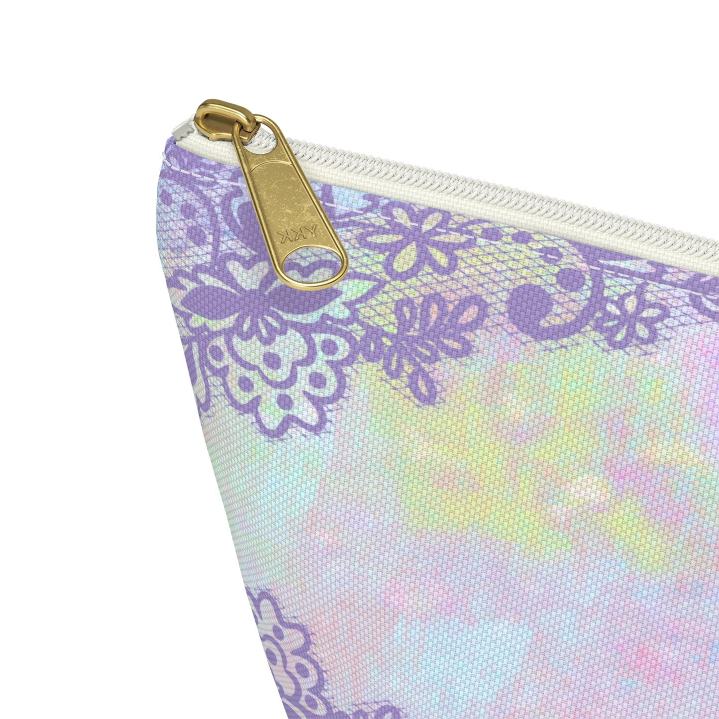 Abstract Watercolor & Lavender Lace Accessory Bag