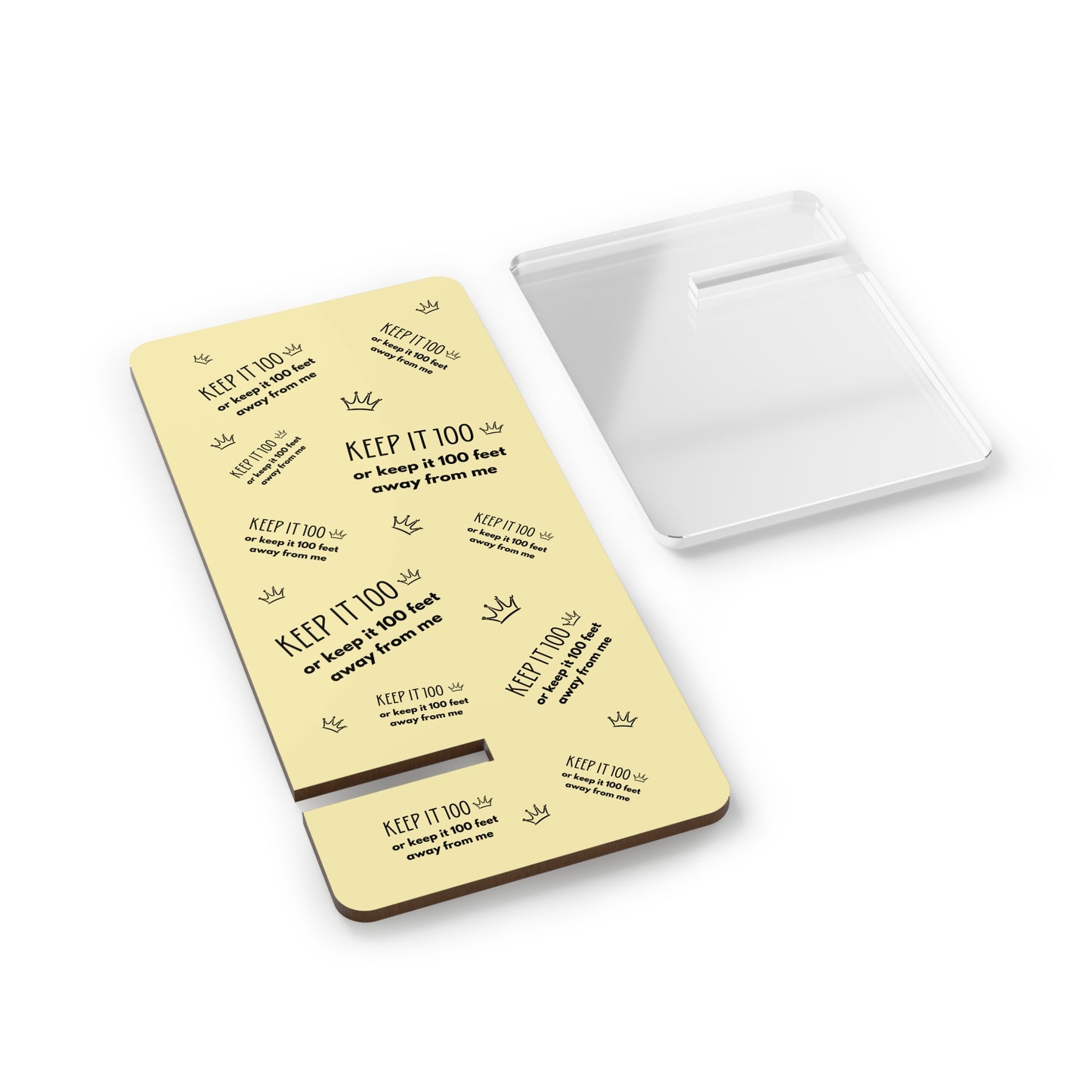 Keep It 100 Or Keep It 100 Feet Away From Me Phone Stand - Pastel Gold