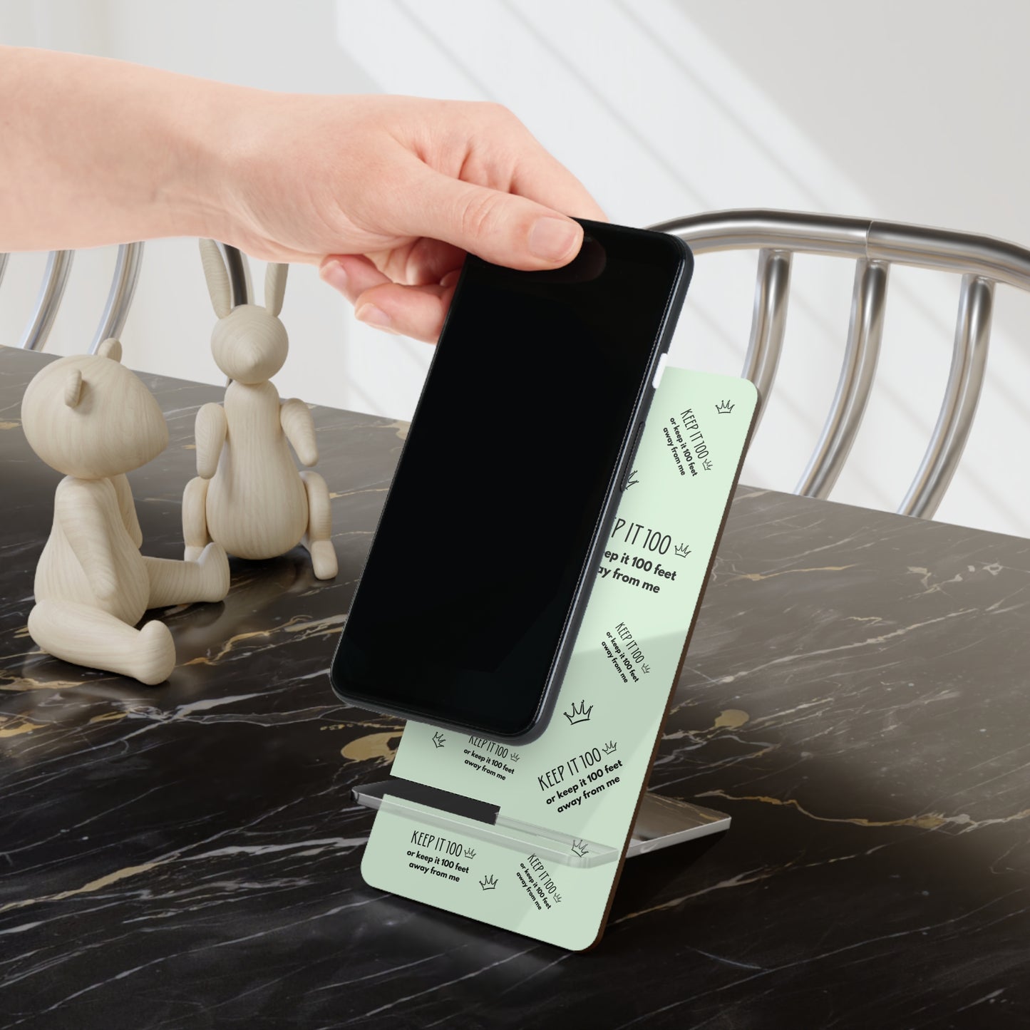 Keep It 100 Or Keep It 100 Feet Away From Me Phone Stand - Pastel Green