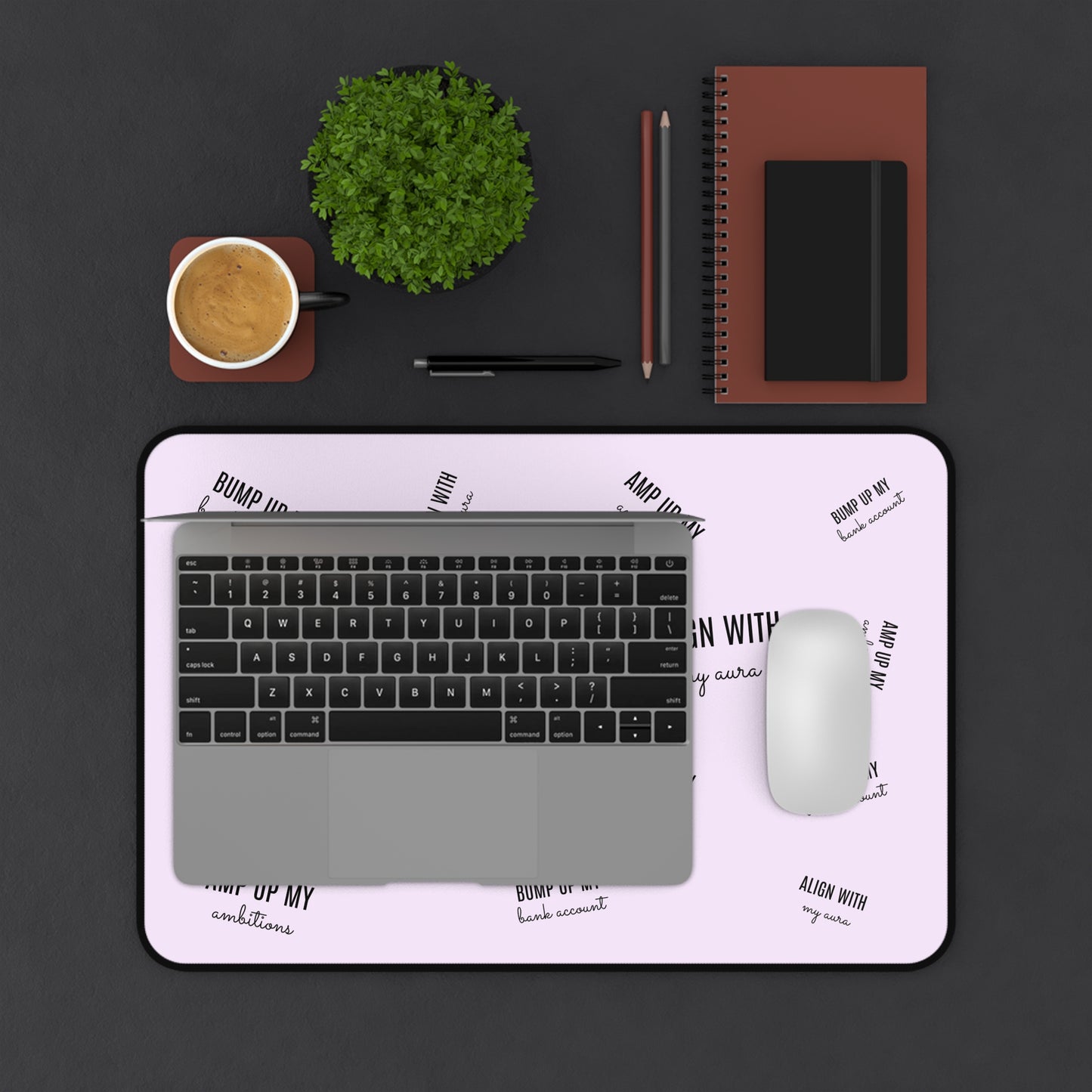 Align With My Aura Desk Mat - 12" x 18" - Pastel Magenta