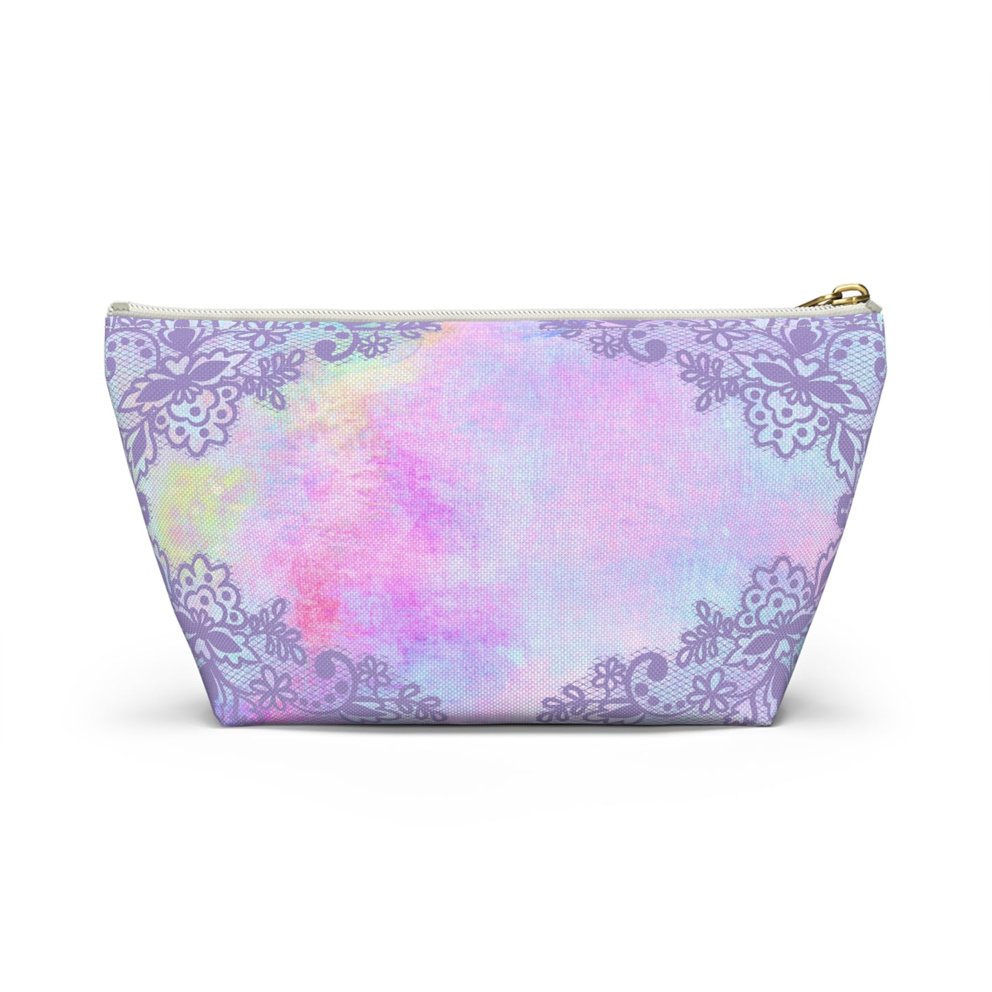 Abstract Watercolor & Lavender Lace Accessory Bag