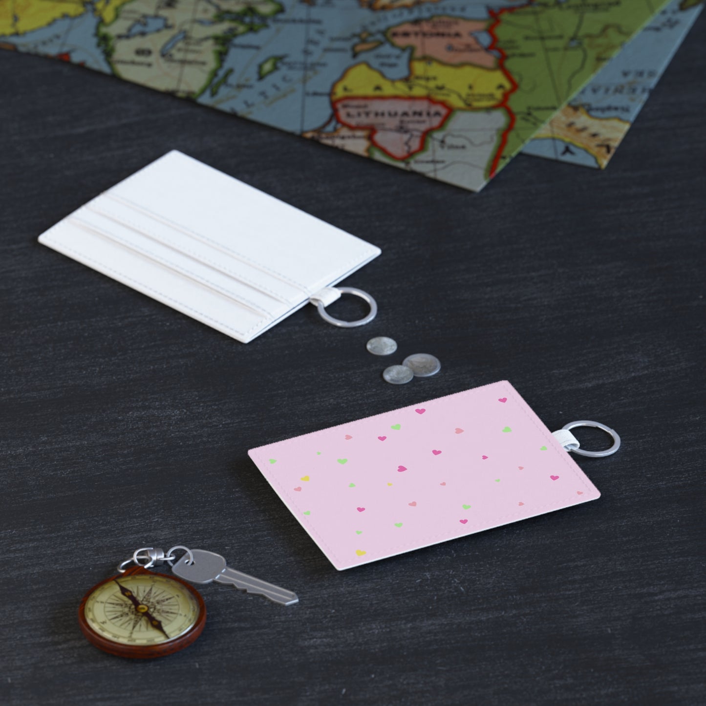 Heart Confetti Faux Leather Card Wallet