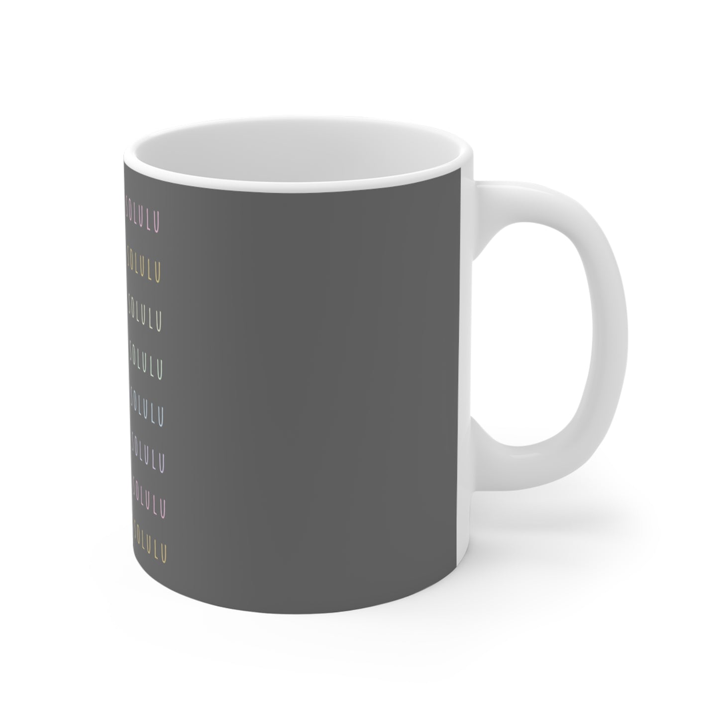 Delulu Is The Solulu 11oz Ceramic Mug - Dark Grey with Pastel Text
