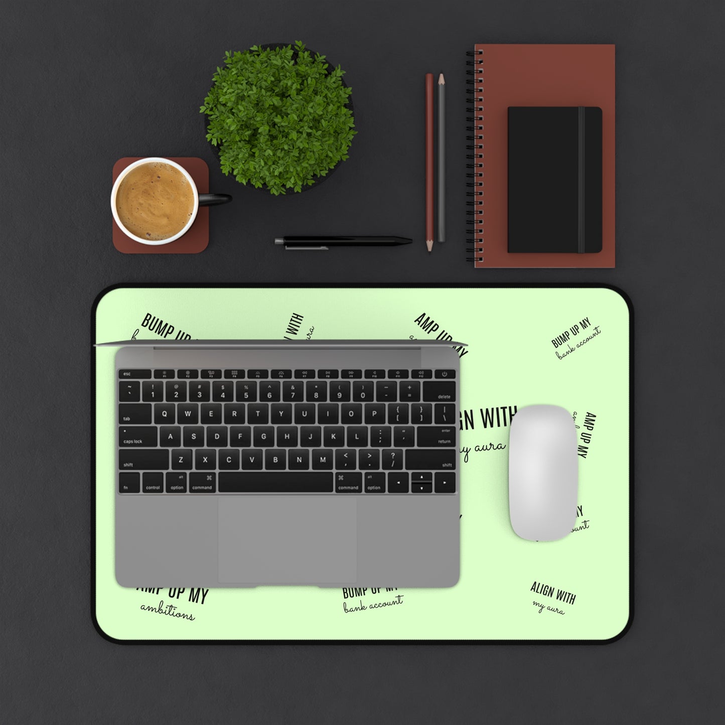 Align With My Aura Desk Mat - 12" x 18" - Pastel Lime Green