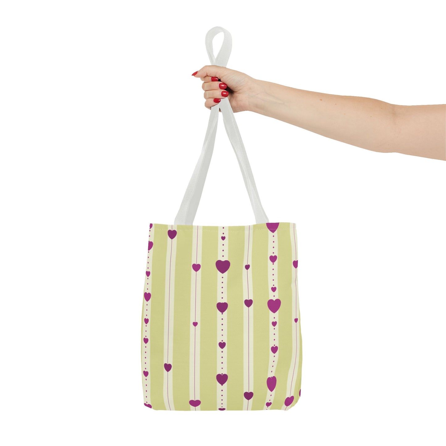 Hearts Aligned 13" x 13" Tote Bag - Yellow and Magenta