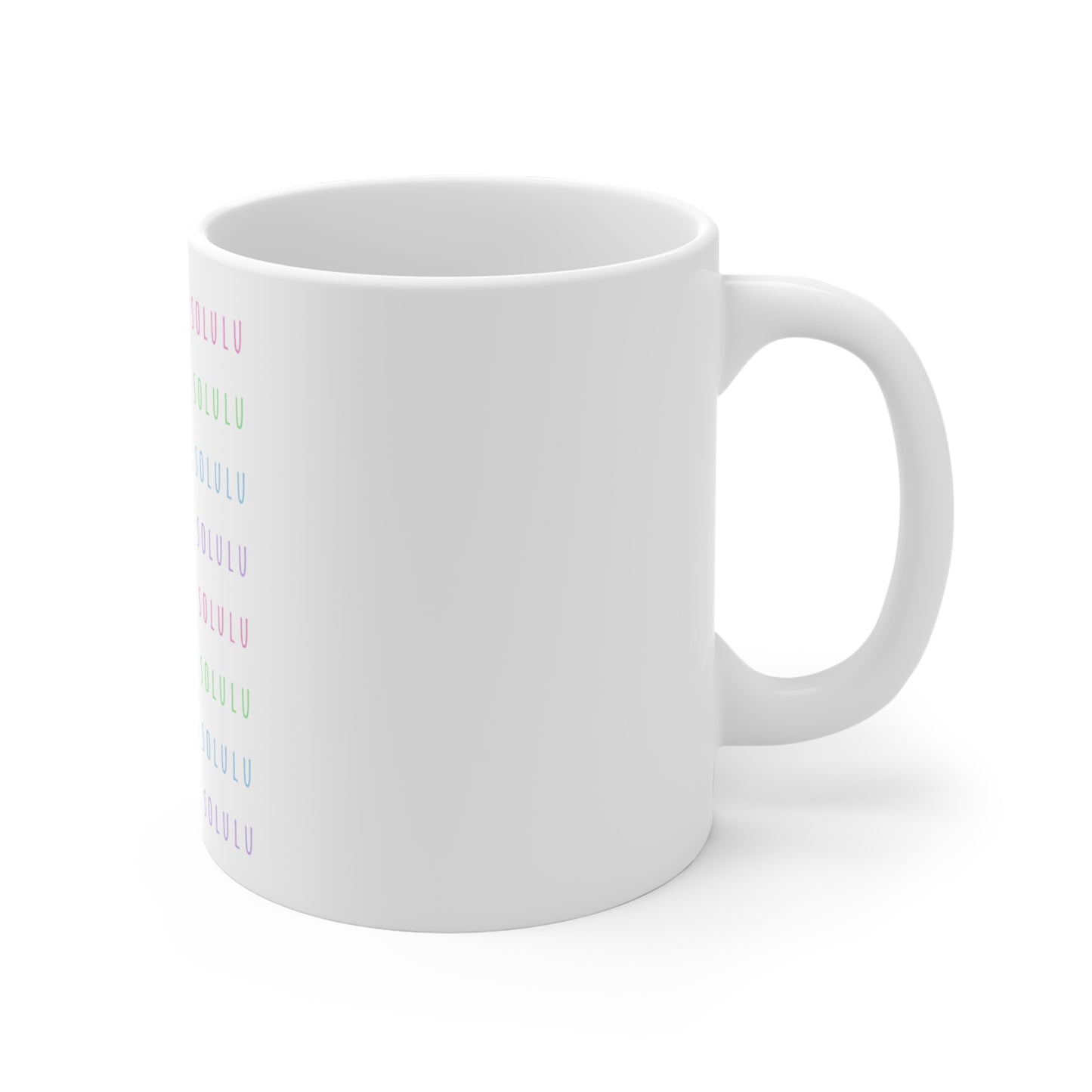 Delulu Is The Solulu 11oz Ceramic Mug - White with Pastel Text