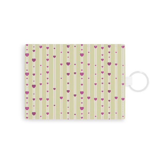 Hearts Aligned Faux Leather Card Wallet - Yellow and Magenta