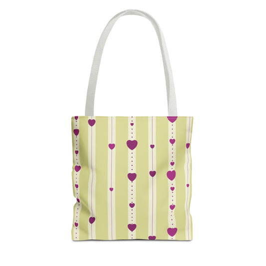 Hearts Aligned 13" x 13" Tote Bag - Yellow and Magenta