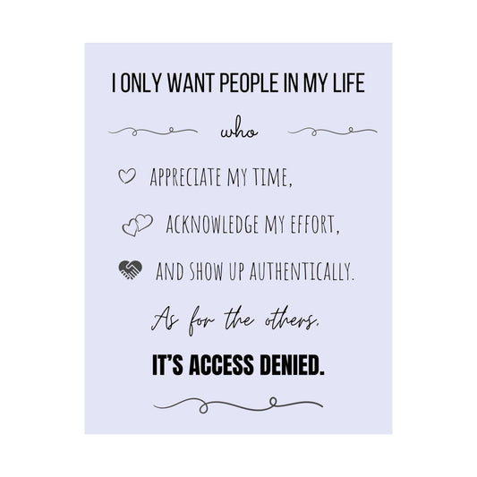 It's Access Denied - 11" x 14" Matte Vertical Poster - Pastel Blue/Lavender