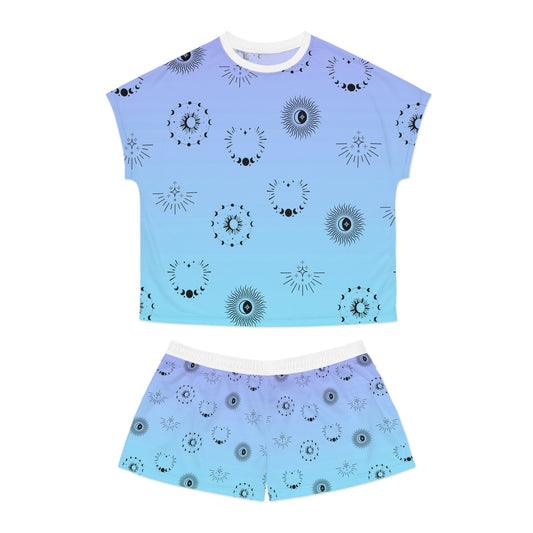 Celestial Vibes Women's Short Pajama Set - Violet and Blue