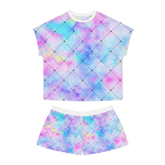 At A Crossroads Women's Short Pajama Set - Abstract Watercolor